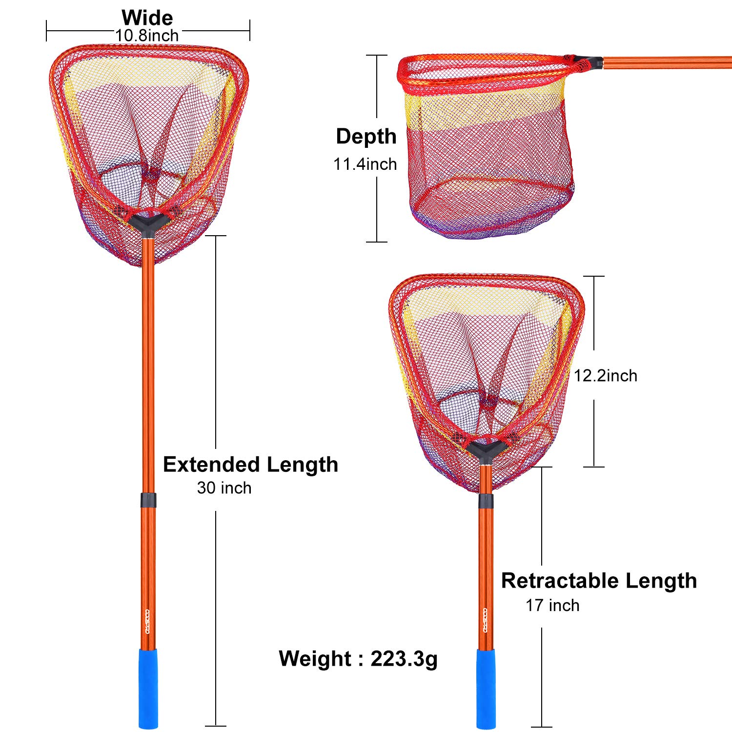 ODDSPRO Kids Fishing Pole Set with Fishing Net - Lightweight & Durable Fishing Gear for Children - Perfect for Outdoor, Beach, Lake & Backyard Fishing Adventures