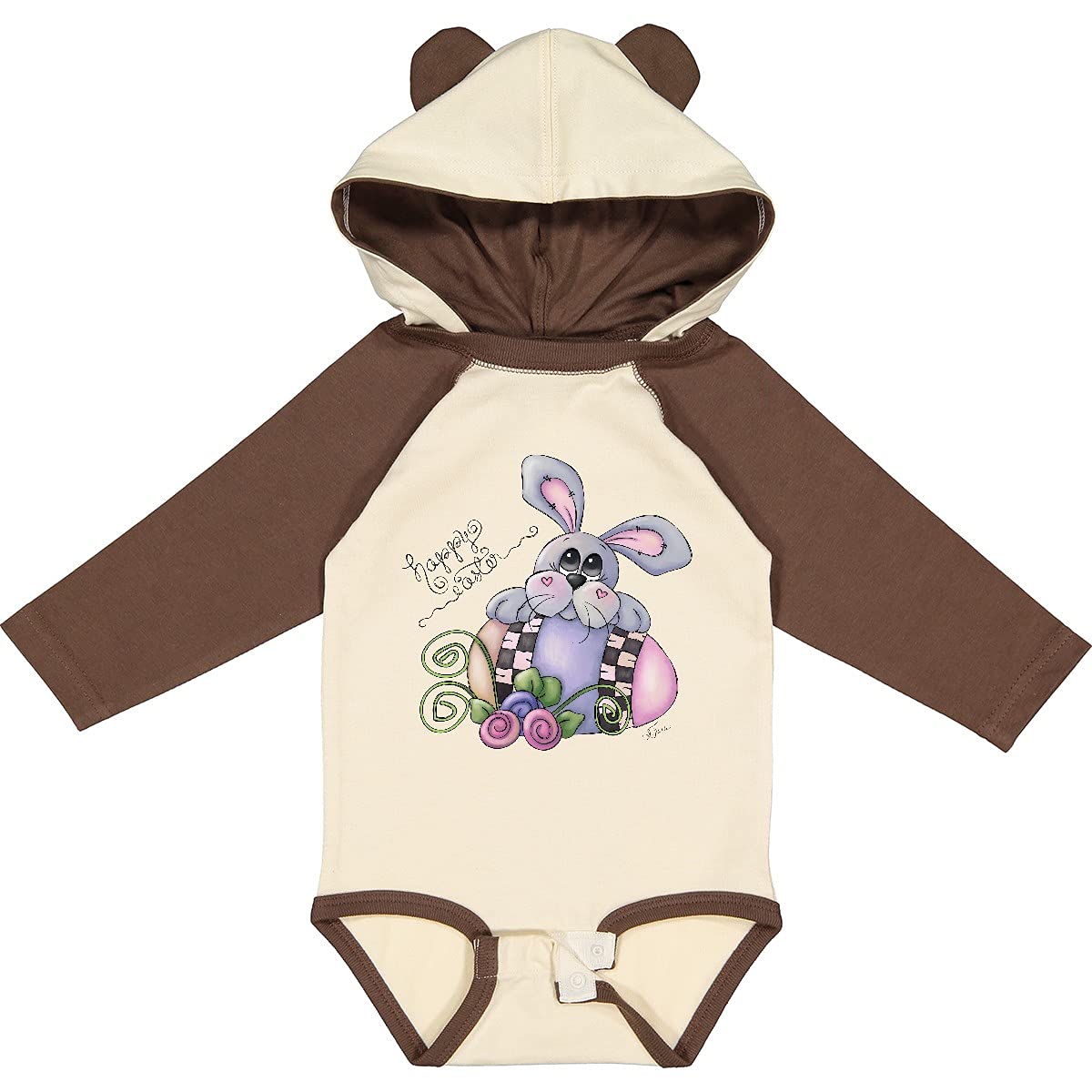 Inktastic Happy Easter Bunny Rabbit Long Sleeve Baby Bodysuit - Cute Easter Outfit for Newborns & Infants - Perfect for Easter Photos, Family Gatherings & Spring Celebrations
