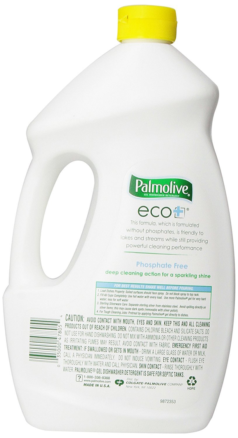 Palmolive Eco-Friendly Dishwasher Detergent Gel, Lemon Splash Scent - 45 oz (Pack of 3) - Plant-Based Formula for Sparkling Clean Dishes - Perfect for Daily Dishwashing & Eco-Conscious Homes