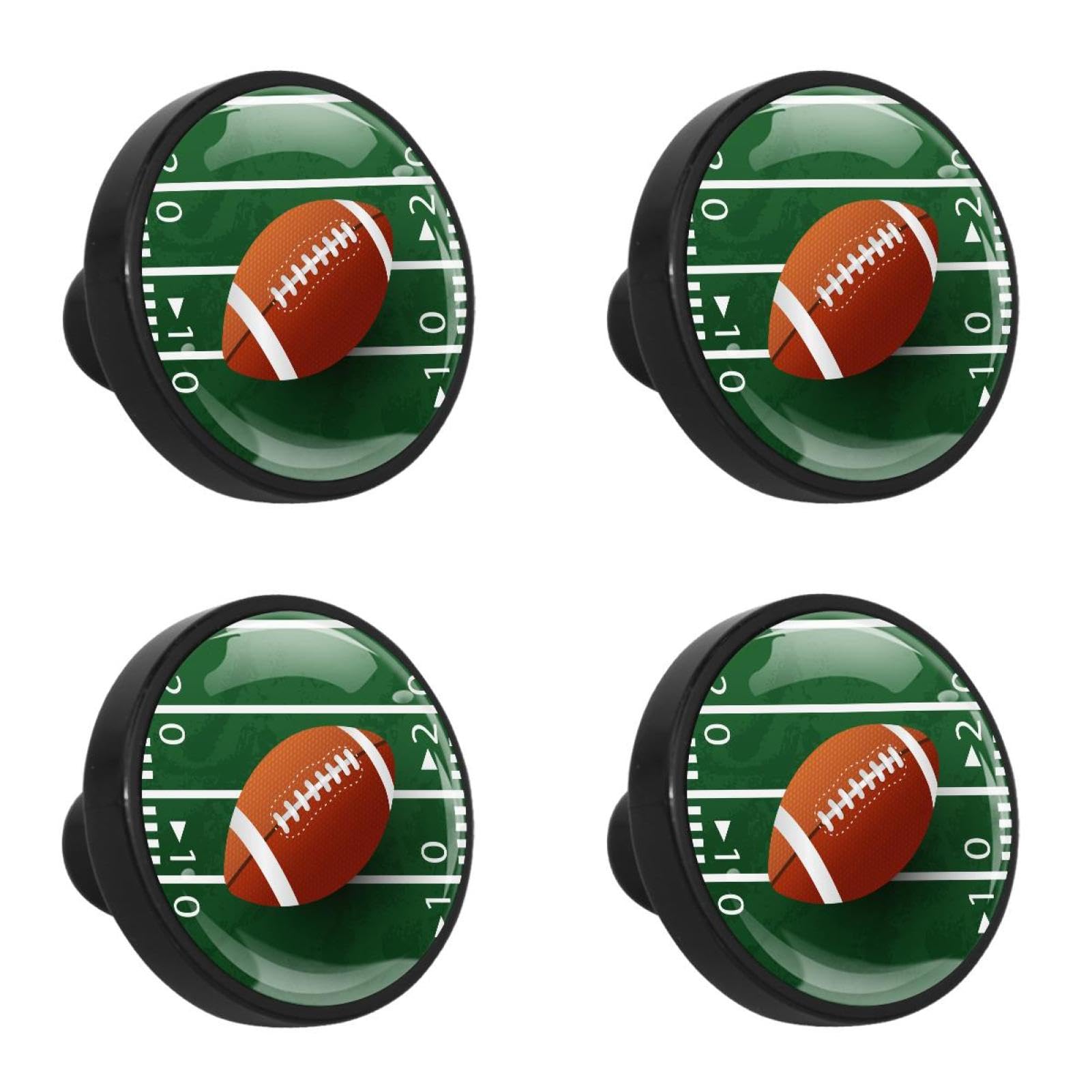 Set of 4 American Football Cabinet Knobs - Realistic Style Drawer Pulls for Wardrobe, Cupboard, Dresser, Closet & Kids Room - Durable Hardware Handles for Home Decor & Sports Themed Bedroom
