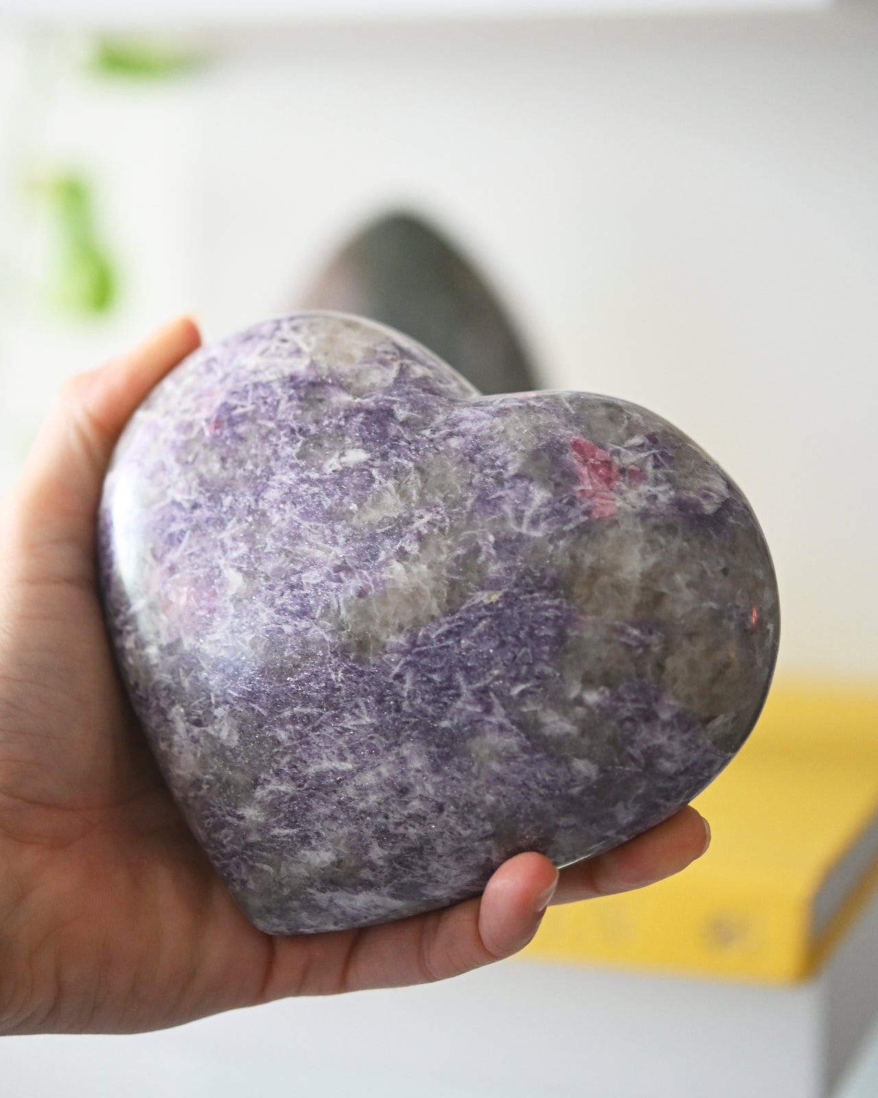 Natural Lepidolite Heart Stone - Large Healing Crystal for Stress Relief, Anxiety & Emotional Balance | Meditation, Reiki, Home Decor & Spiritual Gifts