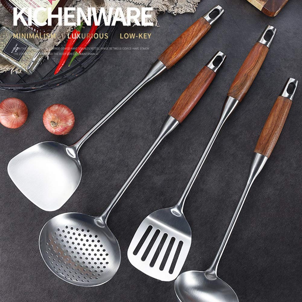 4-Piece Stainless Steel Cookware Set - 304 Rosewood Kitchen Utensils for Cooking, Baking & Serving - Perfect for Home Chefs & Gourmet Cooking