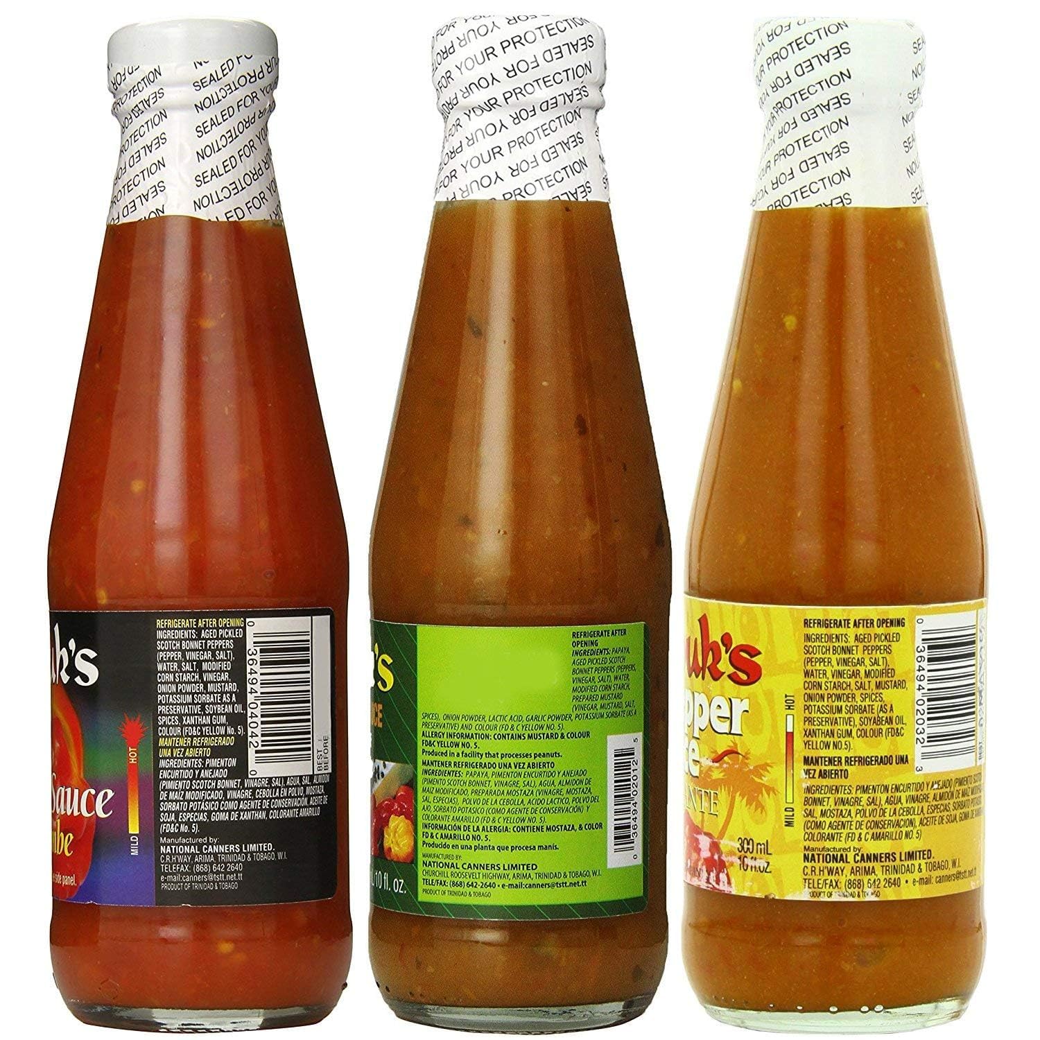 Matouk's Flambeau West Indian Hot Pepper Sauce - 10oz Variety Pack of 3 | Authentic Caribbean Spicy Condiment for Grilling, Cooking & Marinades