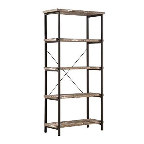 Allora 4-Shelf Modern Bookcase in Salvaged Cabin Style - Sturdy Wooden Bookshelf for Living Room, Bedroom & Office Storage - Perfect for Organizing Books, Decor & Essentials