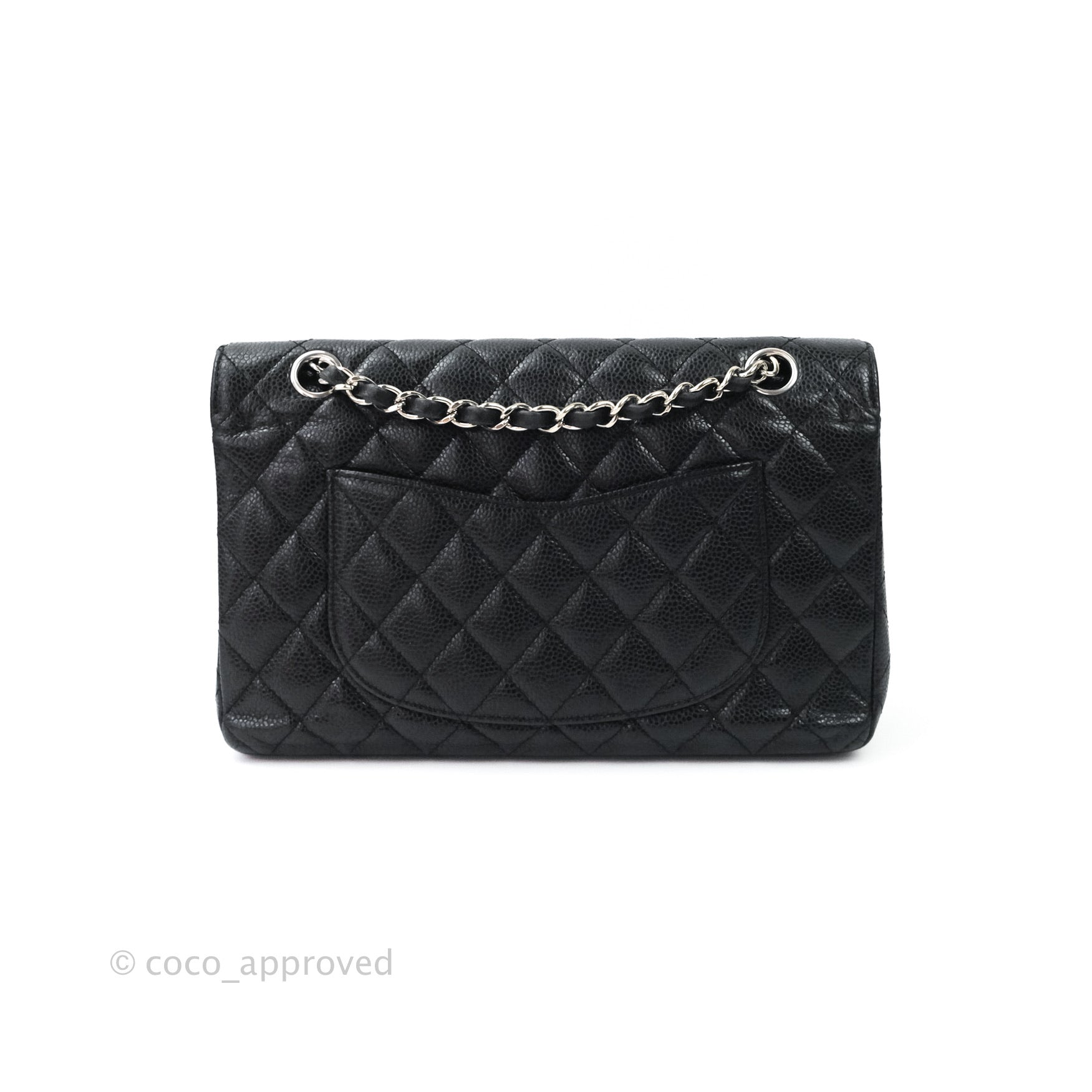 Chanel Classic M/L Medium Double Flap Bag Black Caviar Leather with Silver Hardware - Luxury Designer Handbag for Women, Perfect for Work, Evening Events & Special Occasions