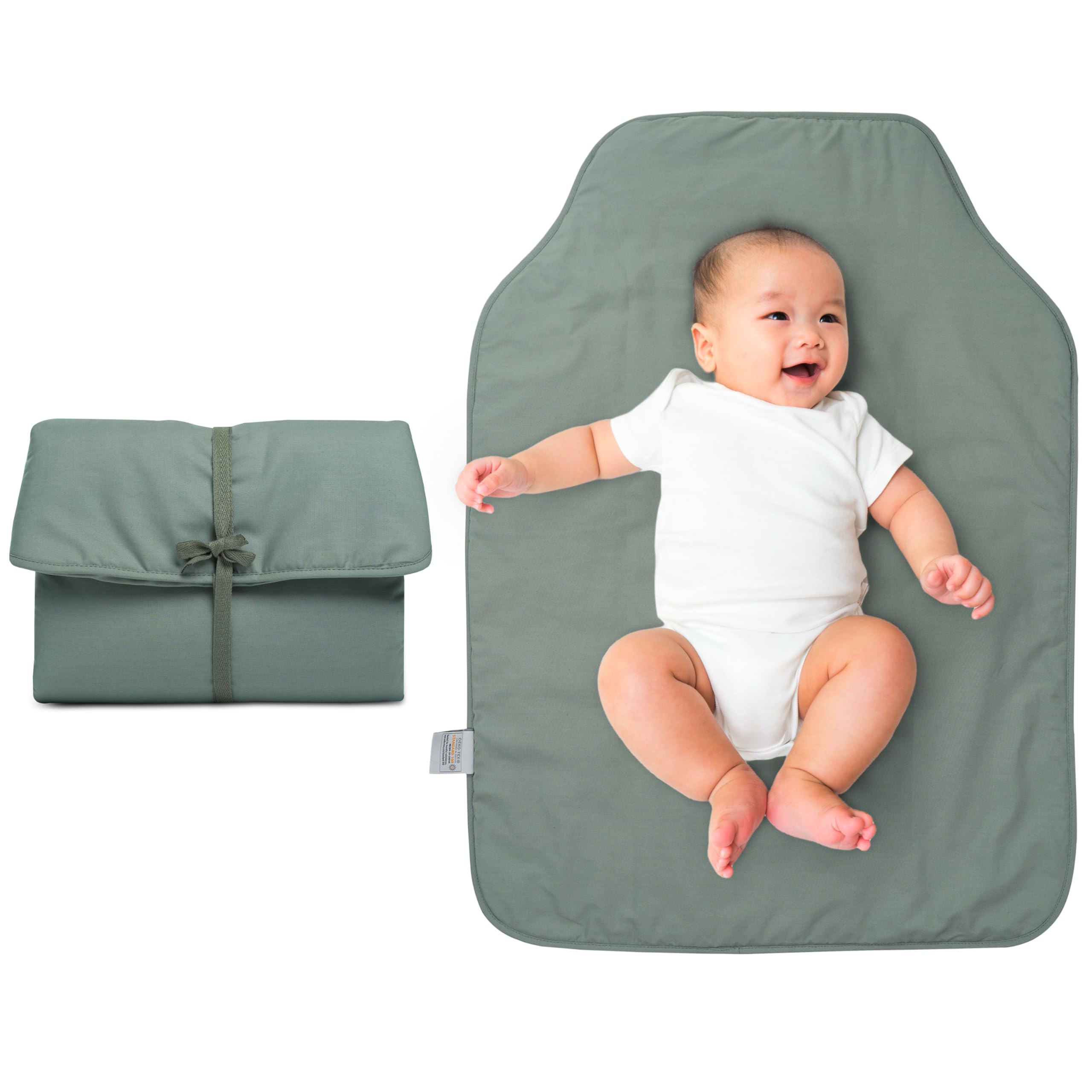 Natemia Baby Portable Diaper Changing Pad - Waterproof Travel Changing Mat for Infants, Machine Washable 100% Turkish Percale Cotton, Foldable & Lightweight for On-the-Go Parents - Perfect for Car, Stroller, Airplane & Nursery Use