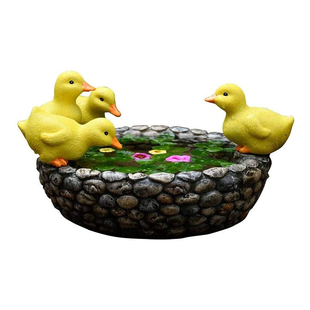 Resin Flower Pot for Hydroponic Plants - Outdoor Garden, Courtyard, Home & Office Decoration - Duck-Shaped Short Plant Container | Perfect for Indoor Herb Gardens, Balcony Decor & Gift Ideas