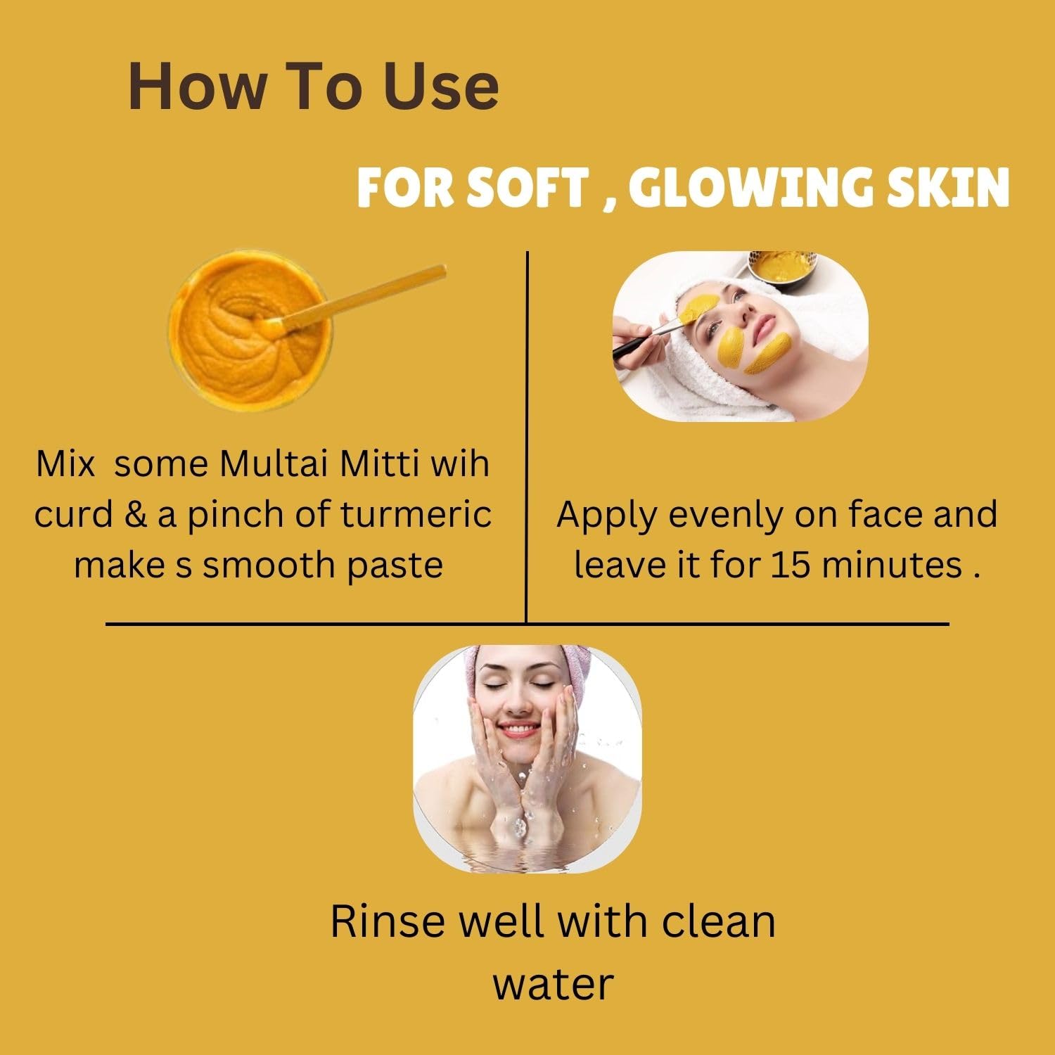 Pure & Natural Multani Mitti (Fuller's Earth) Powder for Face Pack - 100g x 3 (300g Total) | Deep Cleansing, Oil Control & Glowing Skin | DIY Facial Mask & Beauty Treatments