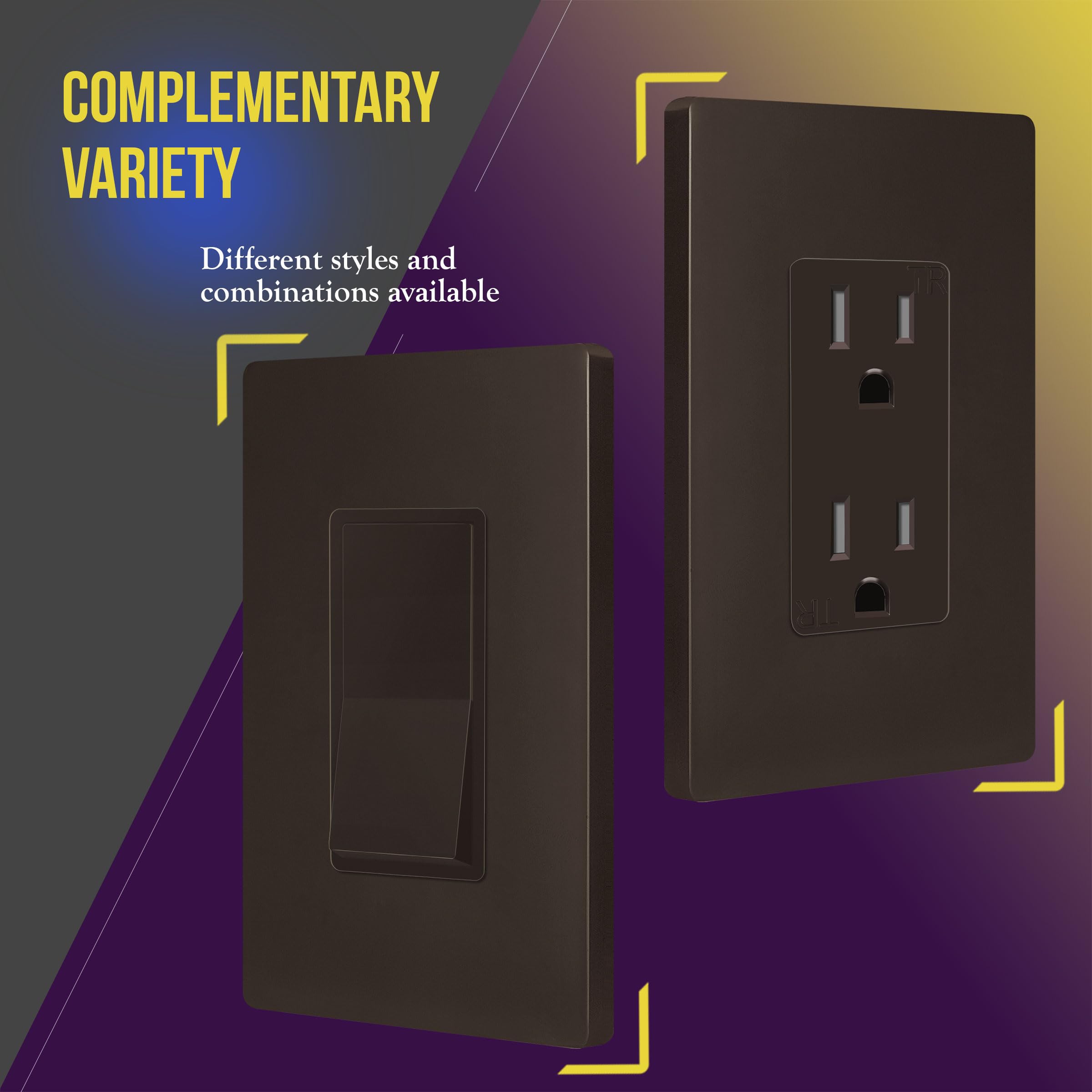 ENERLITES Screwless Decorator Wall Plates - Child Safe Outlet Covers, Glossy Finish, Medium Size 1-Gang 4.88