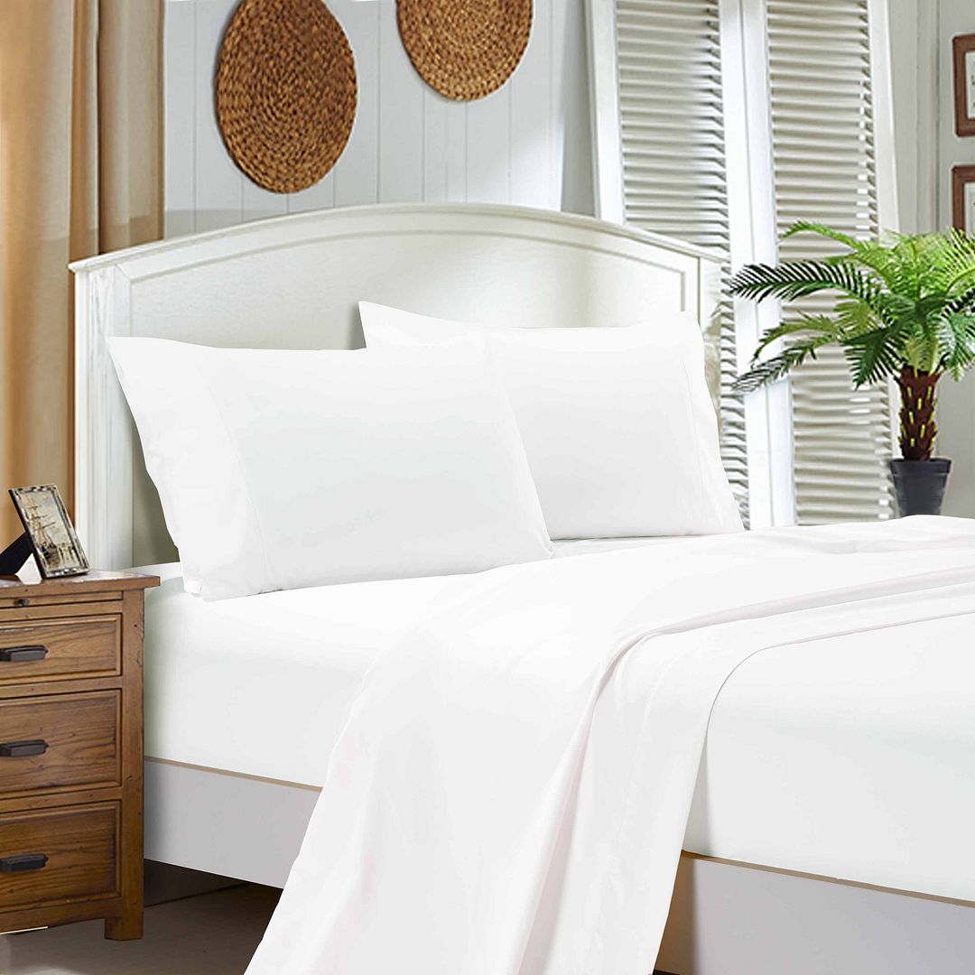 1000TC Ultra Soft King Single Size Bed Sheet Set - White Flat & Fitted Sheets for Luxurious Comfort | Perfect for Guest Rooms, Dorms & Cozy Bedrooms