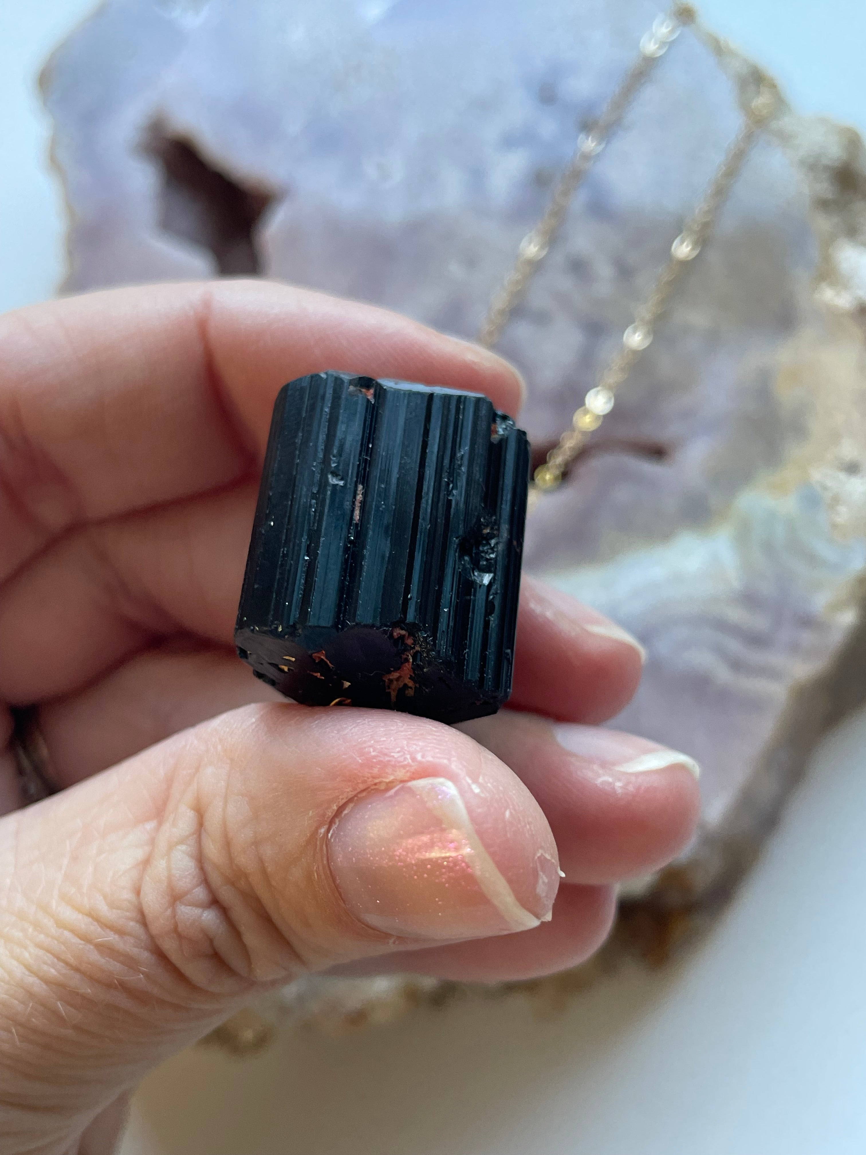 Chunky Black Tourmaline Necklace for Women - Natural Stone Jewelry for Protection & Healing - Perfect for Meditation, Yoga & Spiritual Gifts