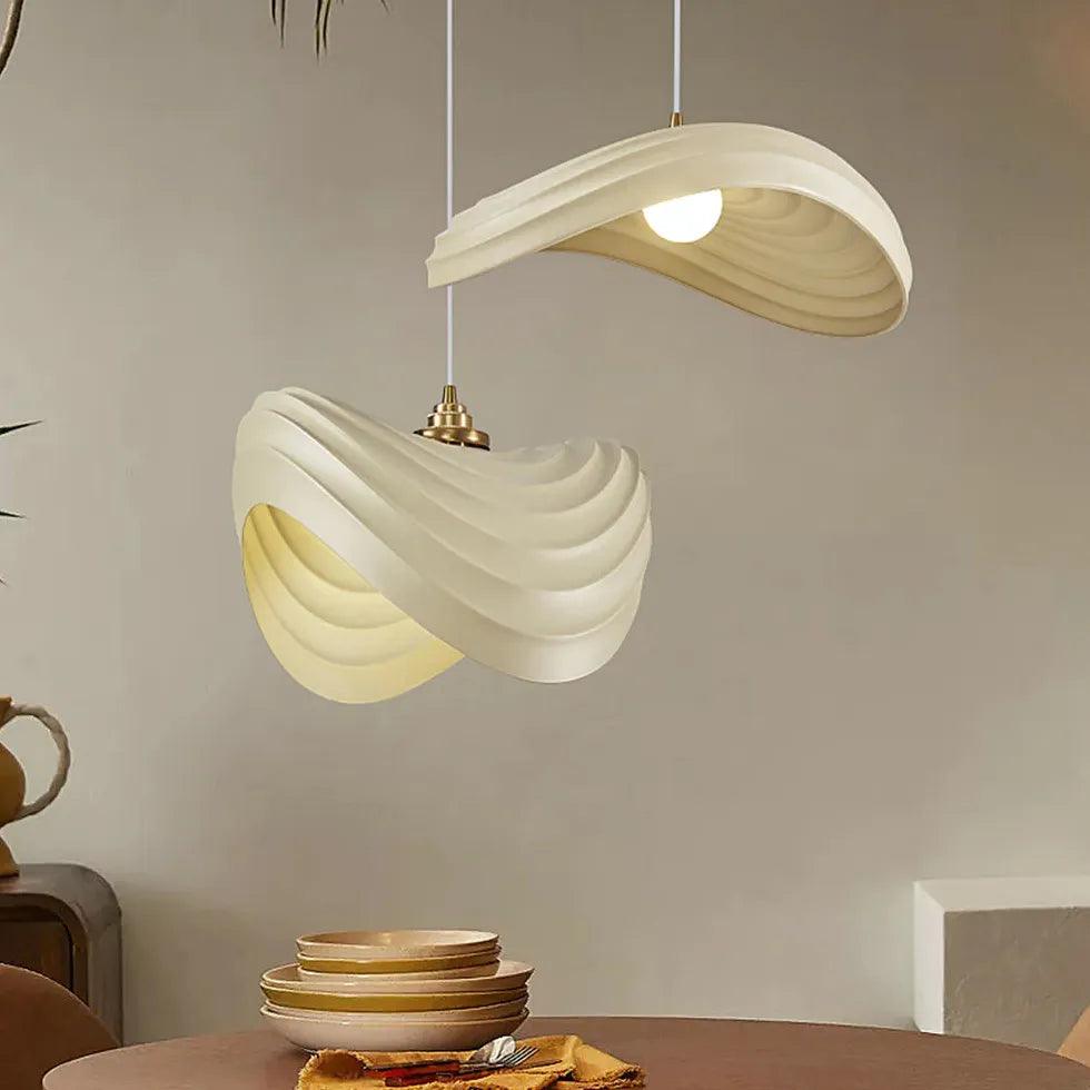 Modern Wave-Shaped White Pendant Light for Dining Room - Elegant Ceiling Lighting Fixture for Kitchen Island, Breakfast Nook & Contemporary Home Decor