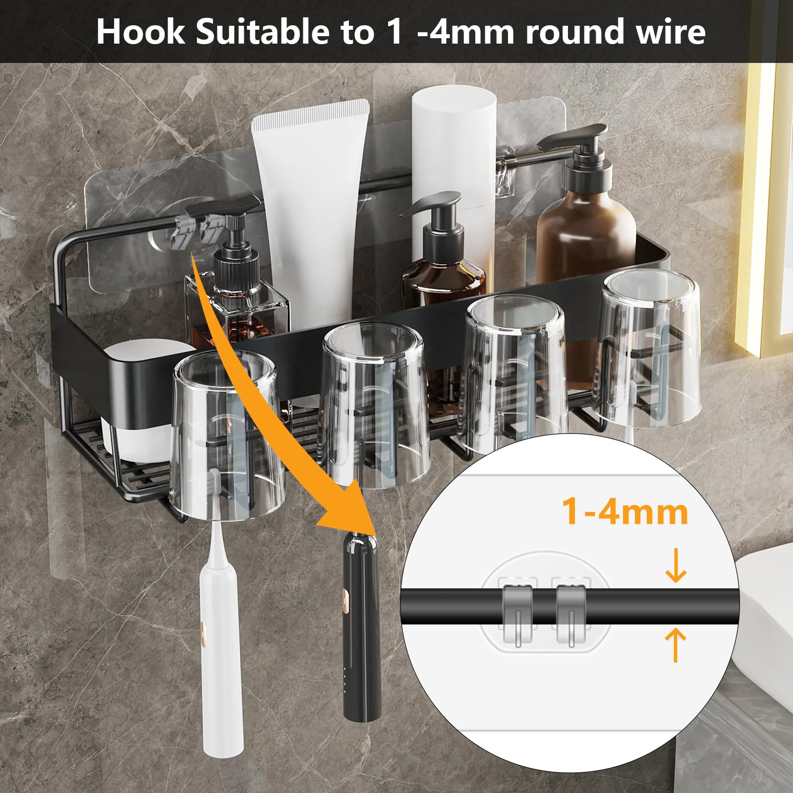 12 Pack Strong Adhesive Shower Caddy Hooks - No Drill Replacement Hooks for Shower Shelves, Racks & Basket Holders | Perfect for Bathroom Organization & Space Saving