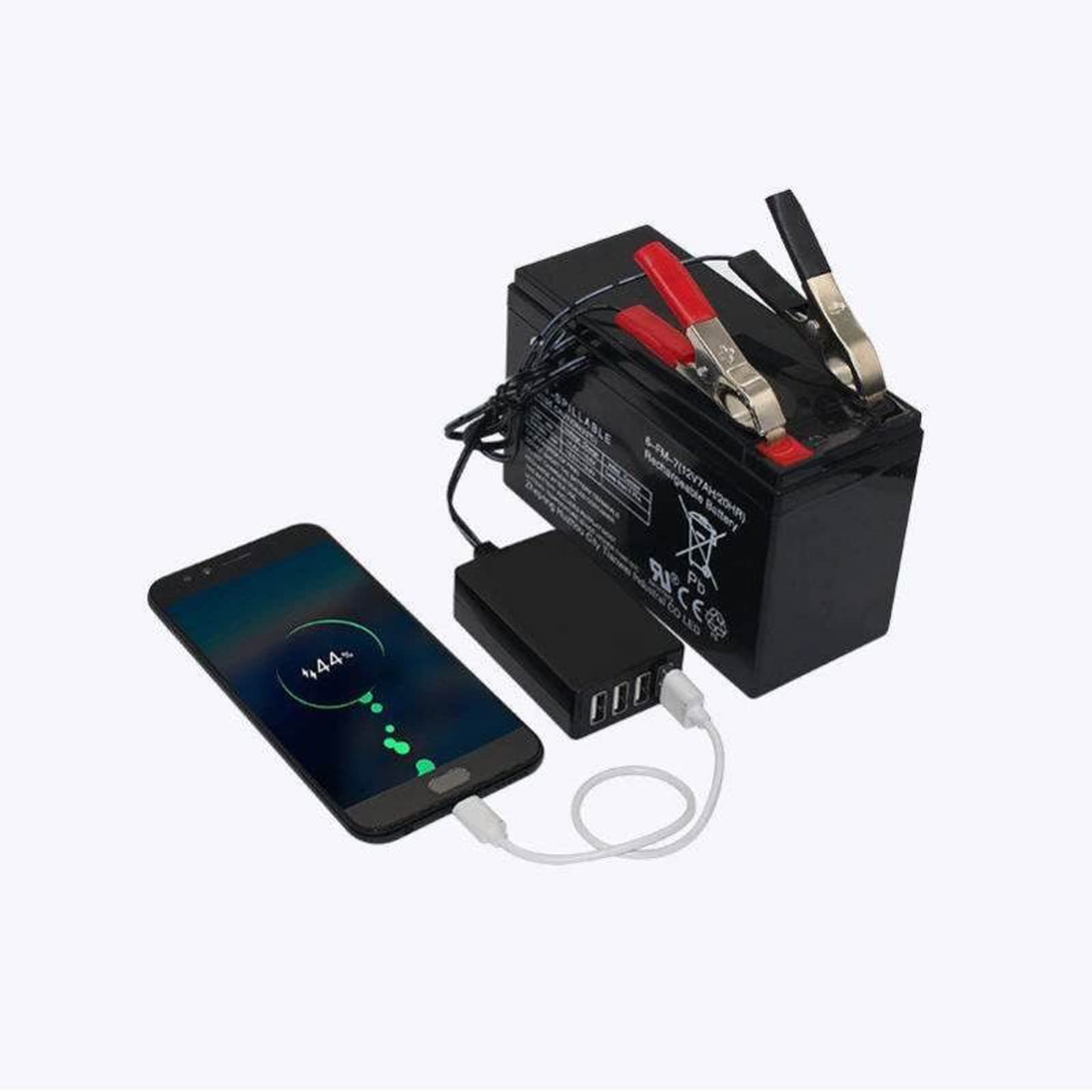 12V 24V to 5V 8A USB Power Converter with Battery Clip - Car Charger Adapter for Phones, Tablets & Devices | Ideal for Road Trips, Camping & Emergency Power Supply