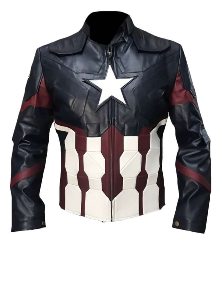 Coolhides Men's Age of Ultron Captain America Leather Jacket - Stylish Superhero Costume for Cosplay, Halloween & Movie-Themed Events