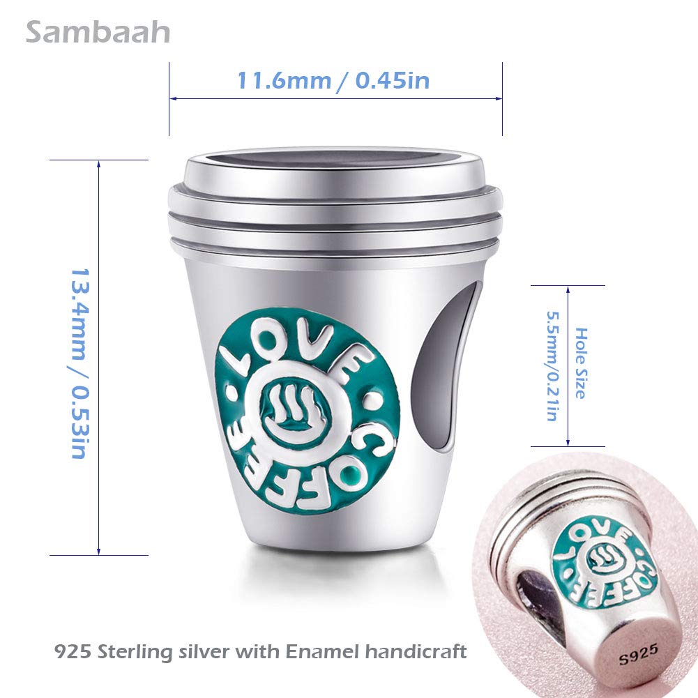 Sterling Silver Coffee Cup Charm - I Love Coffee Mug Charm Bracelet Bead for Women & Men - Perfect Gift for Coffee Lovers - Great for Bracelets, Necklaces & DIY Jewelry Making
