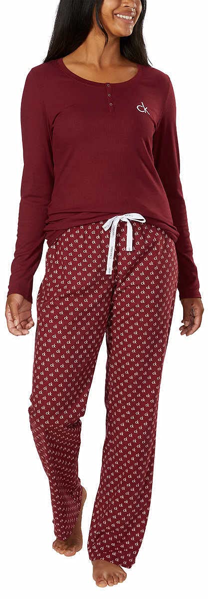 Calvin Klein Women's 2-Piece Fleece Pajama Set - Soft & Cozy Sleepwear for Winter Nights, Lounge Wear, Gift for Her