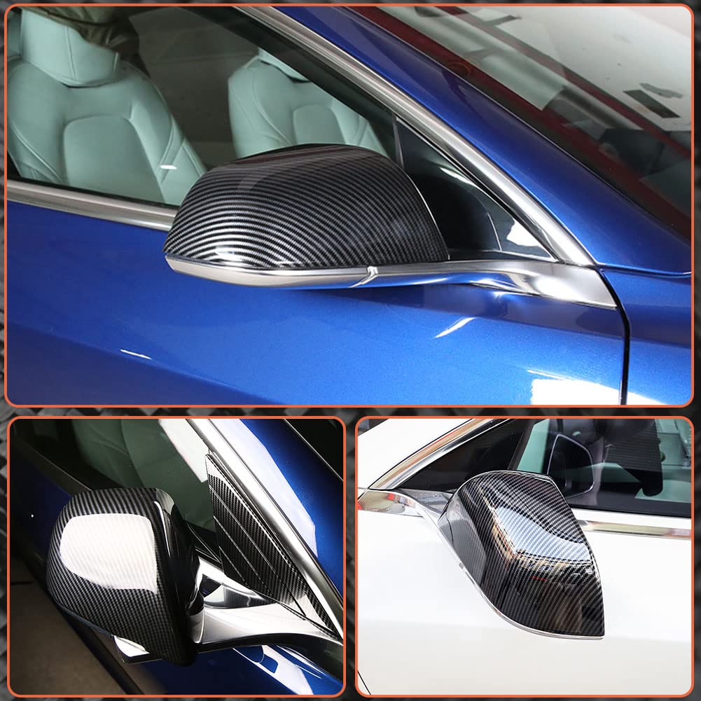 Premium Dry Carbon Fiber Mirror Caps for Tesla Model 3 (2017-2023) - OEM Style Side Rearview Mirror Covers - Lightweight & Durable Car Exterior Upgrade - Perfect for Street Racing & Show Car Enhancement