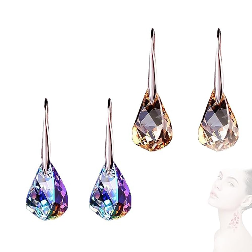 GuyAna Quartz Stone Lymphatic Magnetic Therapy Earrings - Germanium Lymphvity Earrings for Women | Lymphatic Drainage & Weight Loss Jewelry (2-Piece Set) | Perfect for Detox, Wellness & Fashion Accessories