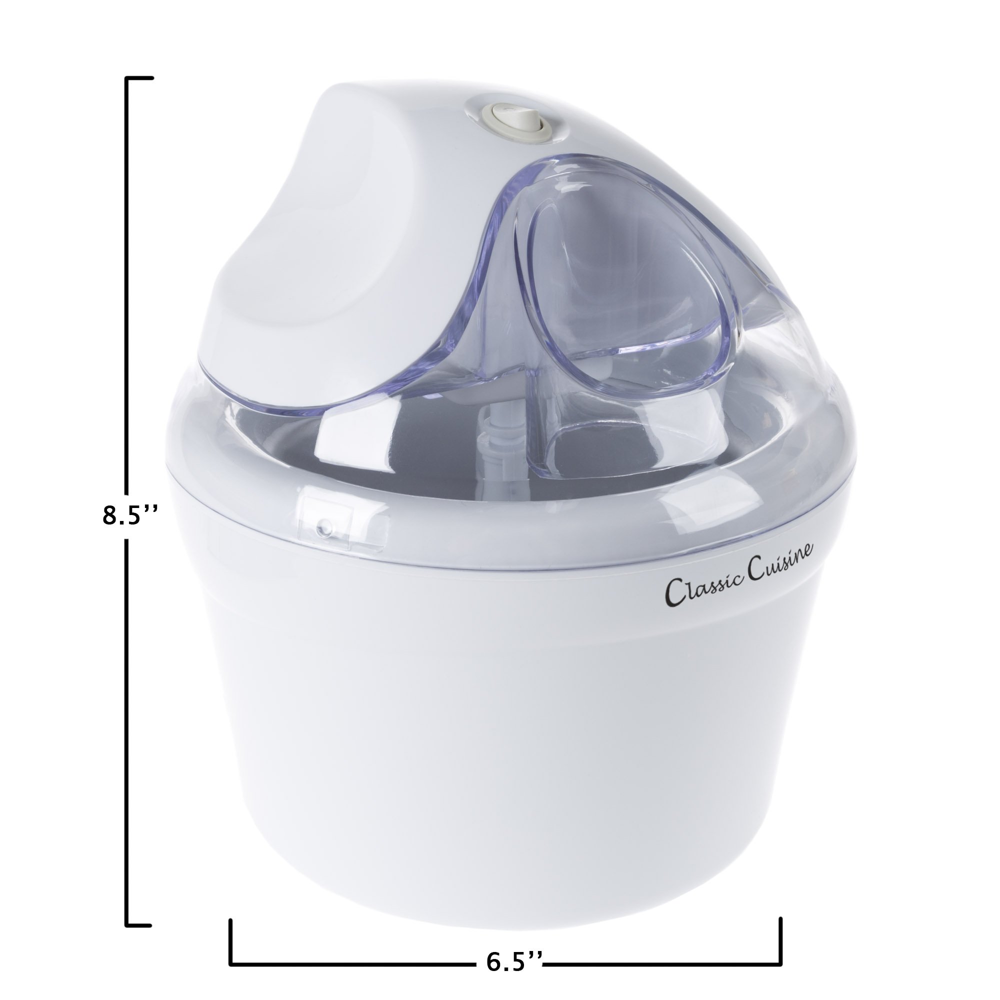 Classic Cuisine 1 Quart Ice Cream Maker - Homemade Ice Cream, Sorbet & Frozen Yogurt Dessert Machine with Recipe Book - Perfect for Parties, Family Gatherings & Summer Treats - White