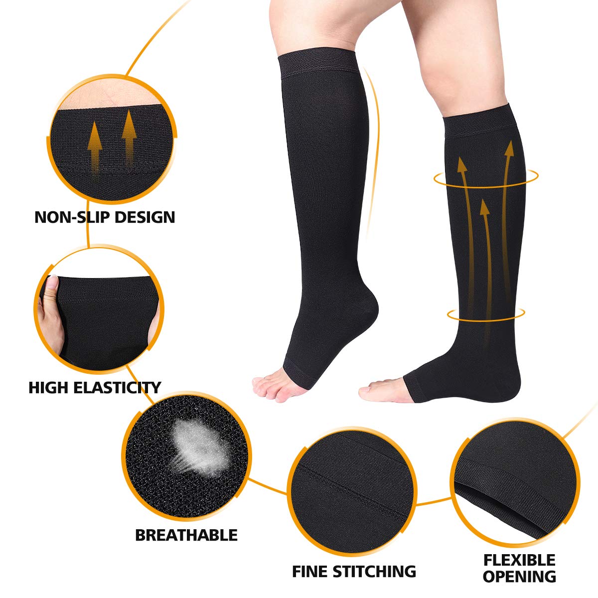 Varicose Veins Compression Stockings for Women & Men - 23-32 mmHg Knee High Support Socks for Circulation, Swelling Relief - Perfect for Running, Travel & Long Work Shifts