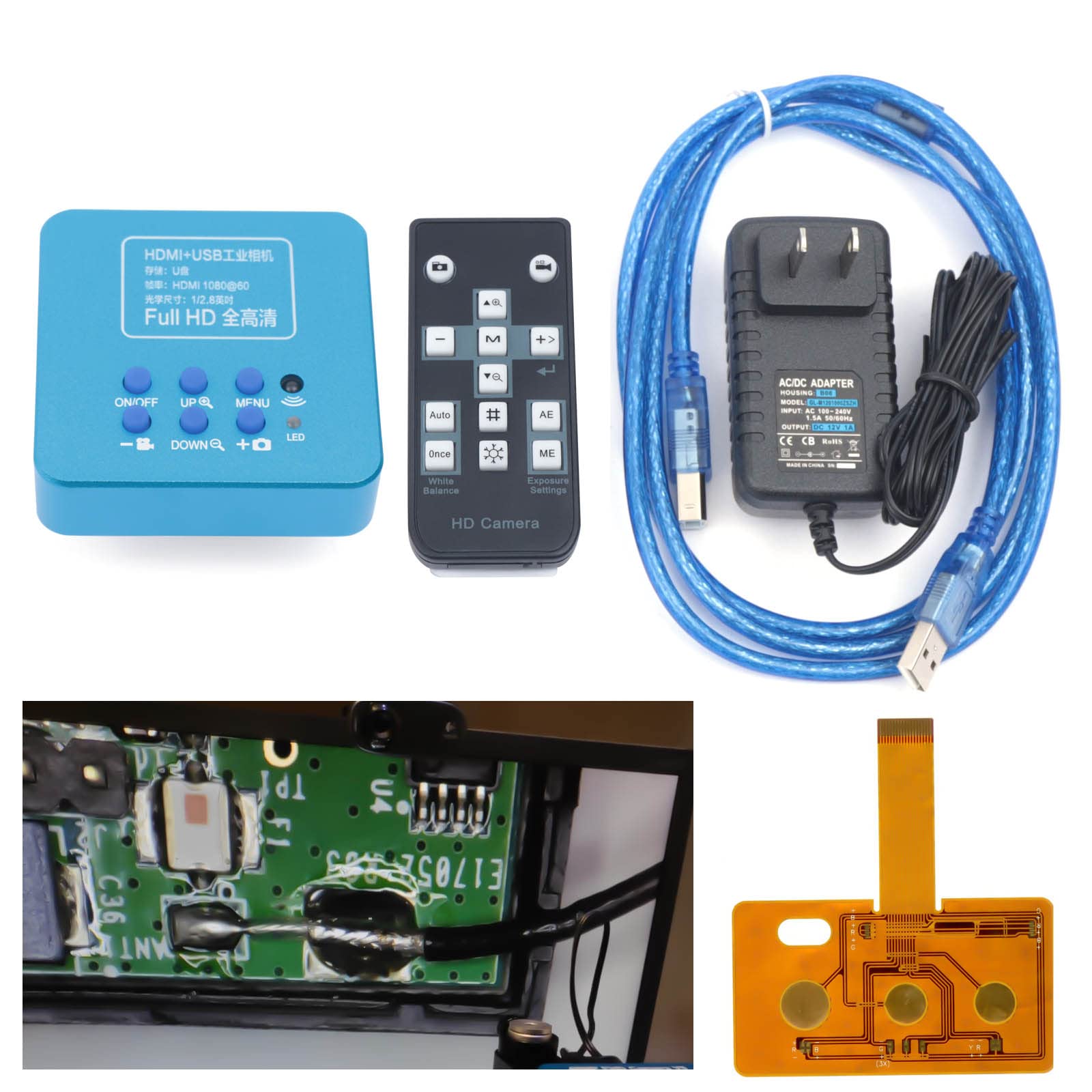 1080P HDMI USB Industrial Digital Microscope Camera - High Resolution Video Microscope for Visual Inspection | PCB Repair, Soldering, Jewelry & Coin Appraisal