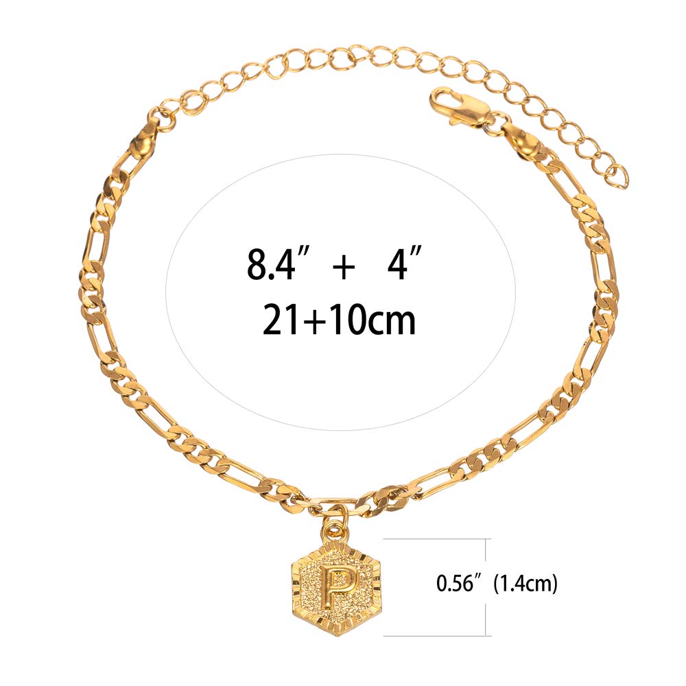 18K Gold & Silver Initial Ankle Bracelets for Women & Men - Custom Name Cuban Link Figaro Anklet for Women, Teen Girls - Perfect for Gifts, Beach Wear & Everyday Fashion