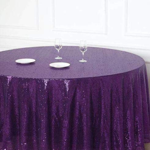 120 Inch Sequin Round Tablecloth - Big Payette Purple Premium Quality for Wedding, Birthday, Christmas Party & Hall Decoration | Elegant Dining & Event Table Cover