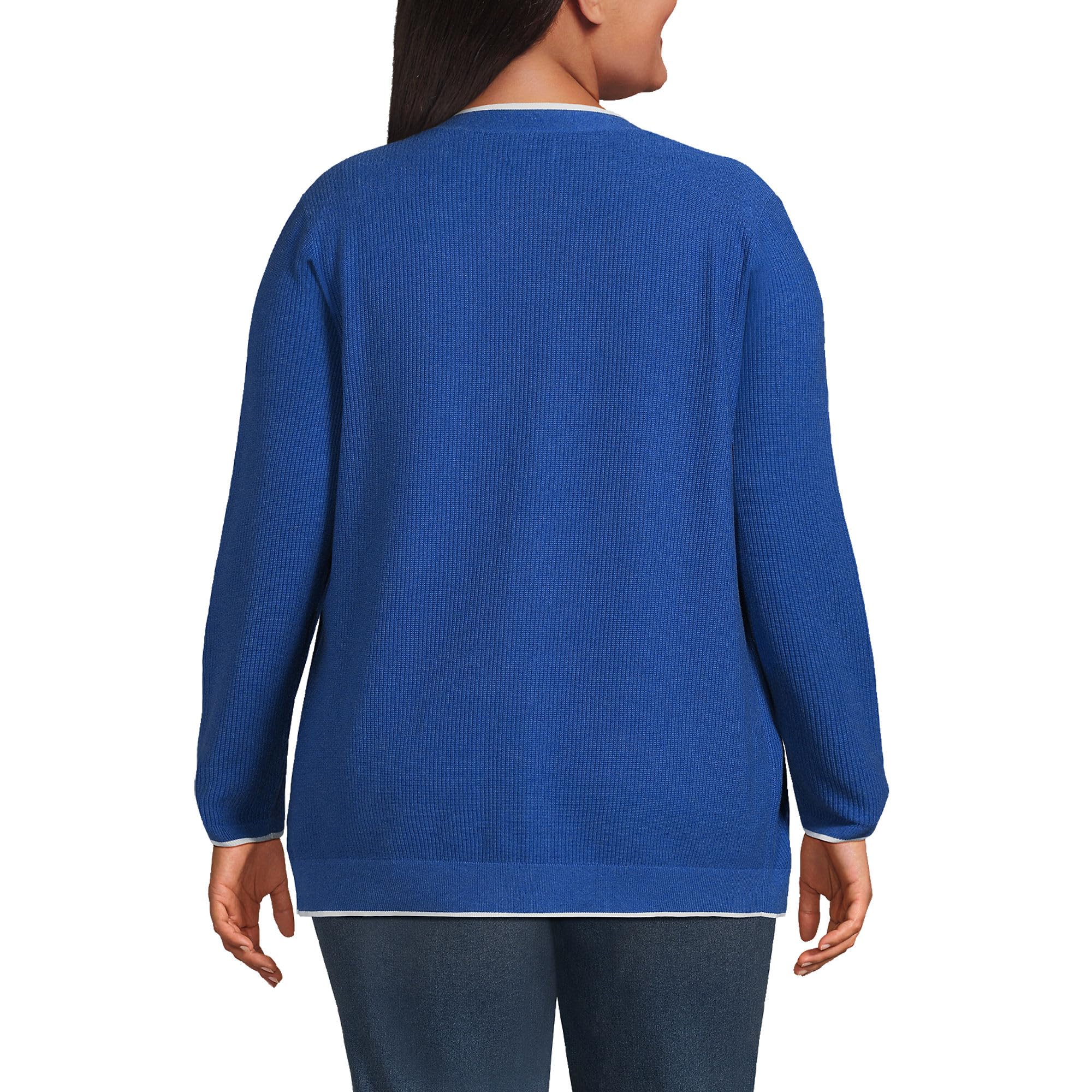 Lands' End Women's Fine Gauge Cotton Cardigan and Tank Sweater Set - Soft Knit Layering Outfit for Work, Casual & Fall Wardrobe