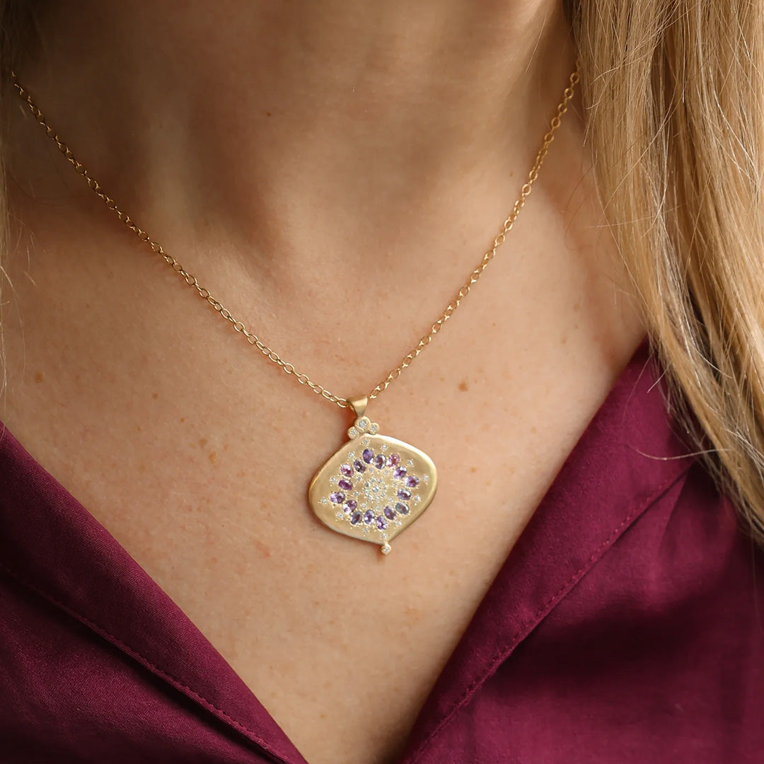 Multi-Color Sapphire Nectar Pendant Necklace for Women - Elegant Gemstone Jewelry Gift for Birthday, Anniversary & Special Occasions