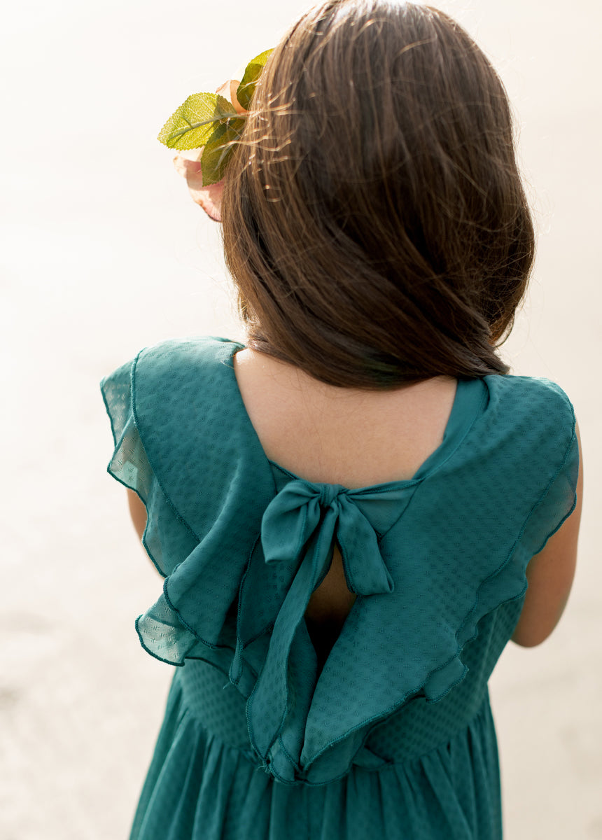 Sylviane Women's Dress in Ocean Green - Elegant Flowy Midi Dress for Casual Wear, Parties & Special Occasions