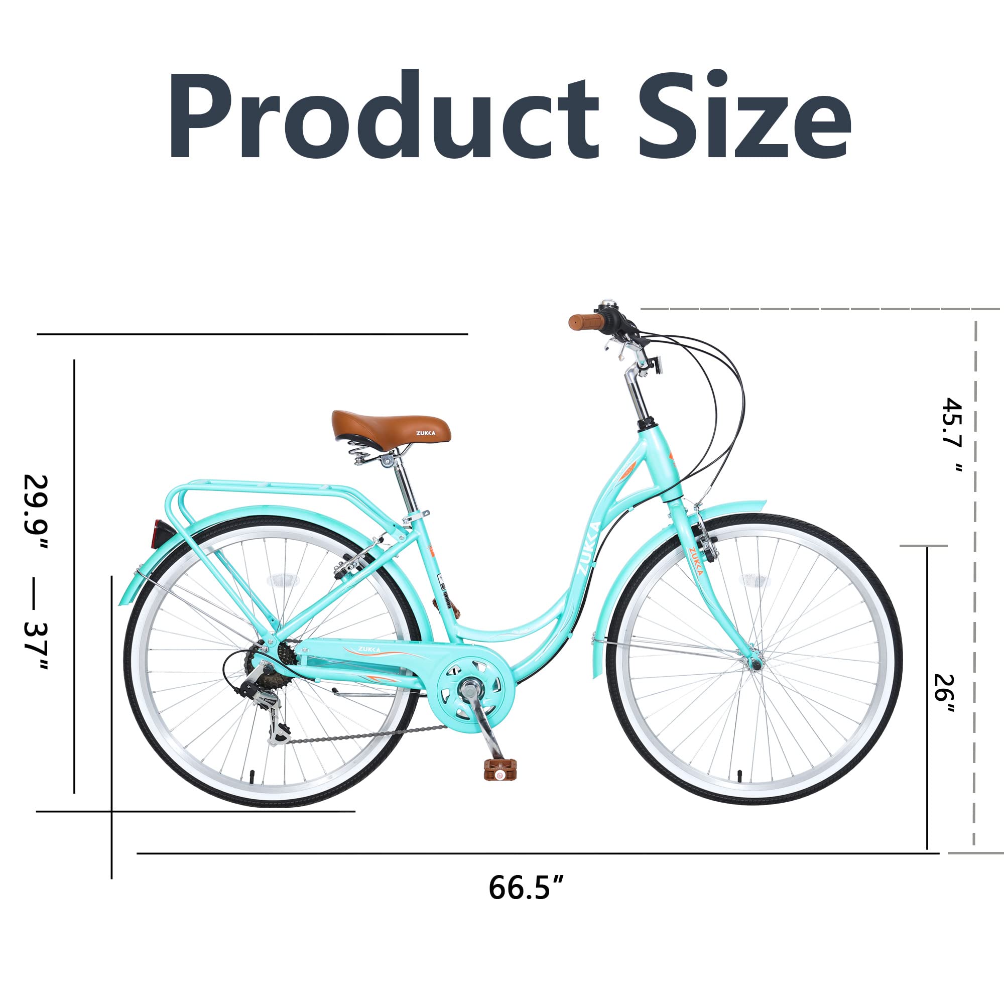 **ZUKKA 24/26 Inch 7-Speed Beach Cruiser Bike for Women & Men – Dual V-Brake, Adjustable Seat, Multiple Colors – Perfect for City Commuting, Beach Rides & Leisure Cycling**