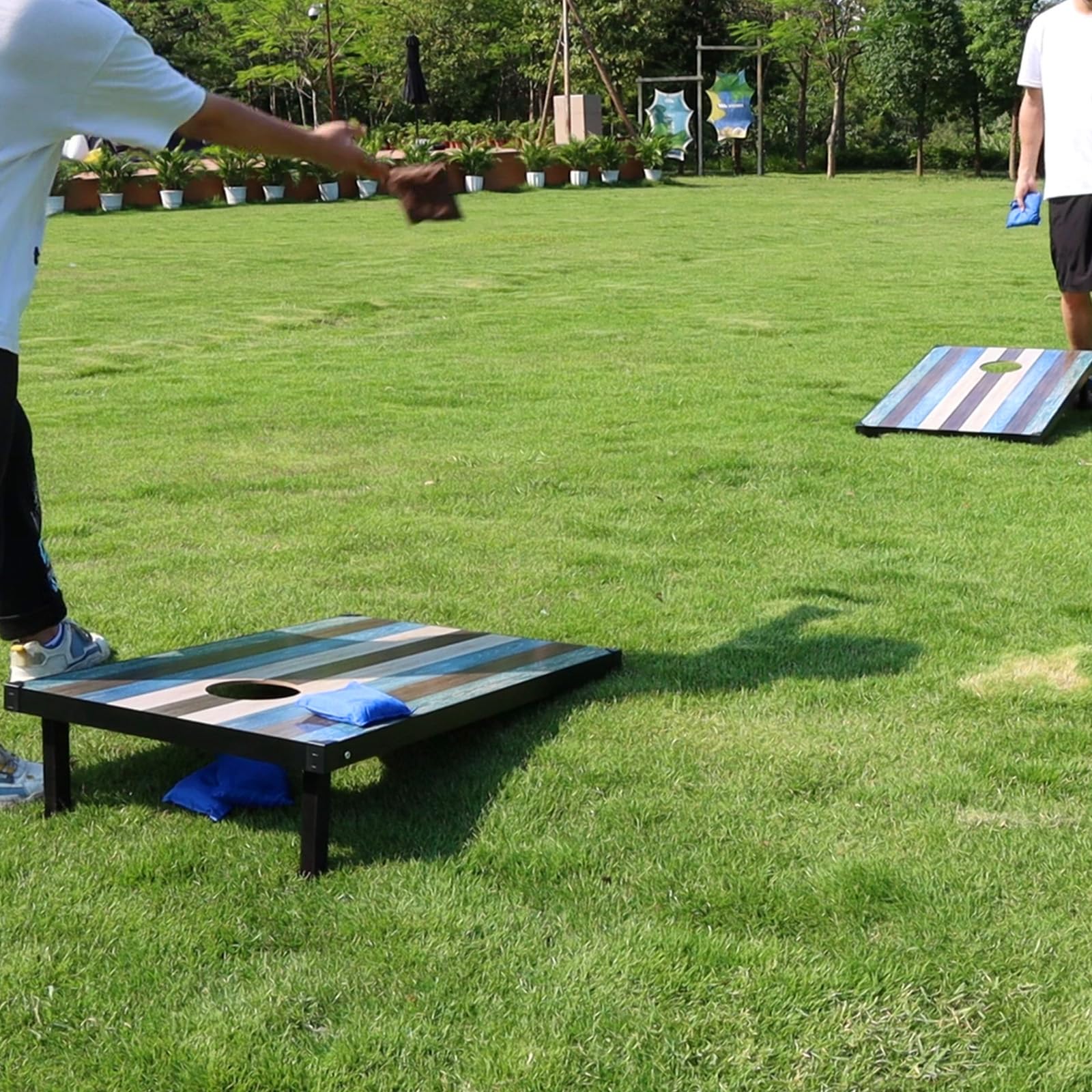 Premium Regulation Size 3x2ft Solid Wood Cornhole Board Set - 2 Boards & 8 Bean Bags with Carry Bag for Backyard, Beach, Tailgate Parties & Outdoor Games - Perfect for Family Gatherings, BBQs and Competitive Tournaments