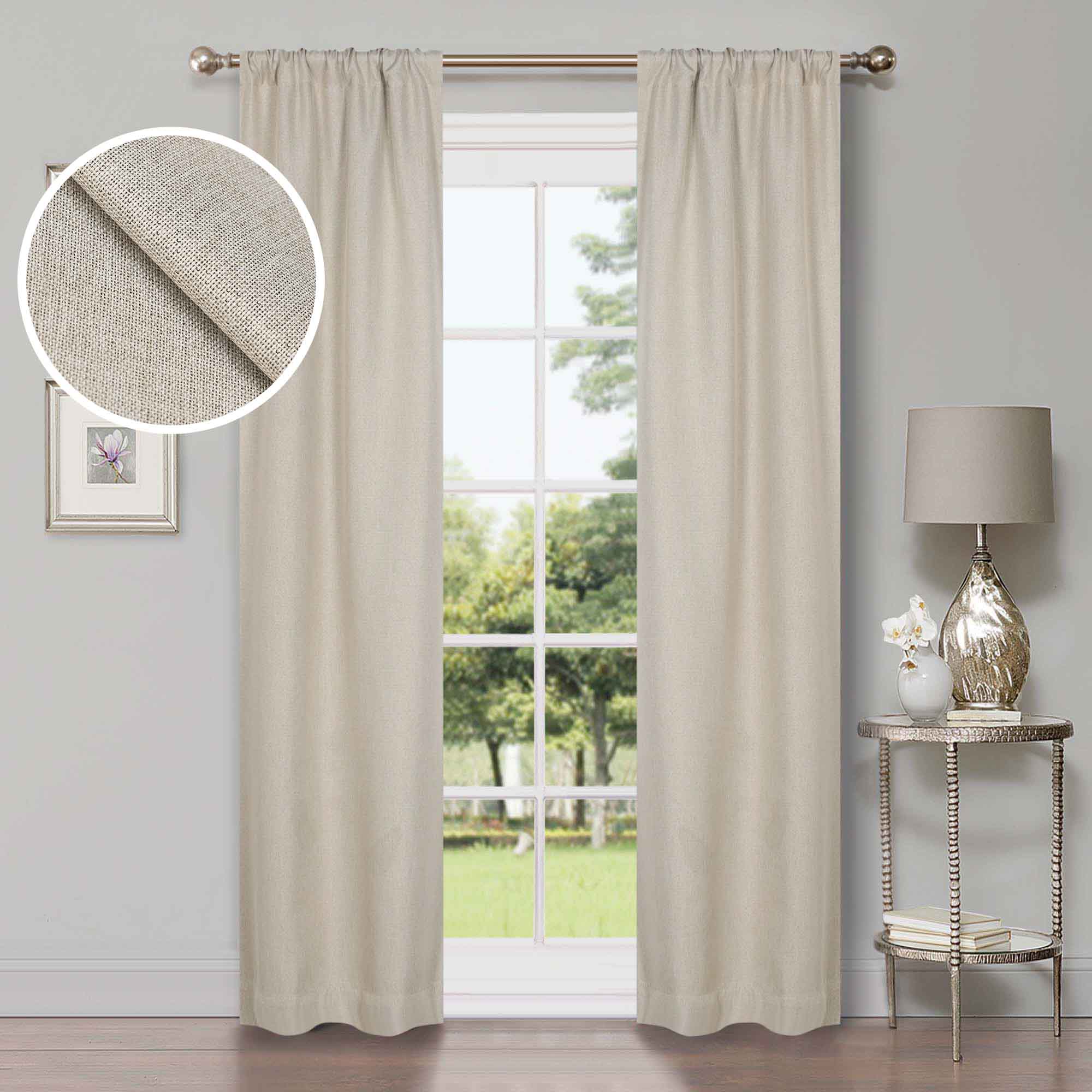 Premium Blackout Curtains Set of 2 - 100% Linen Fabric, Machine Washable, Room Darkening for Better Sleep - Ideal for Bedrooms, Home Theater & Nursery