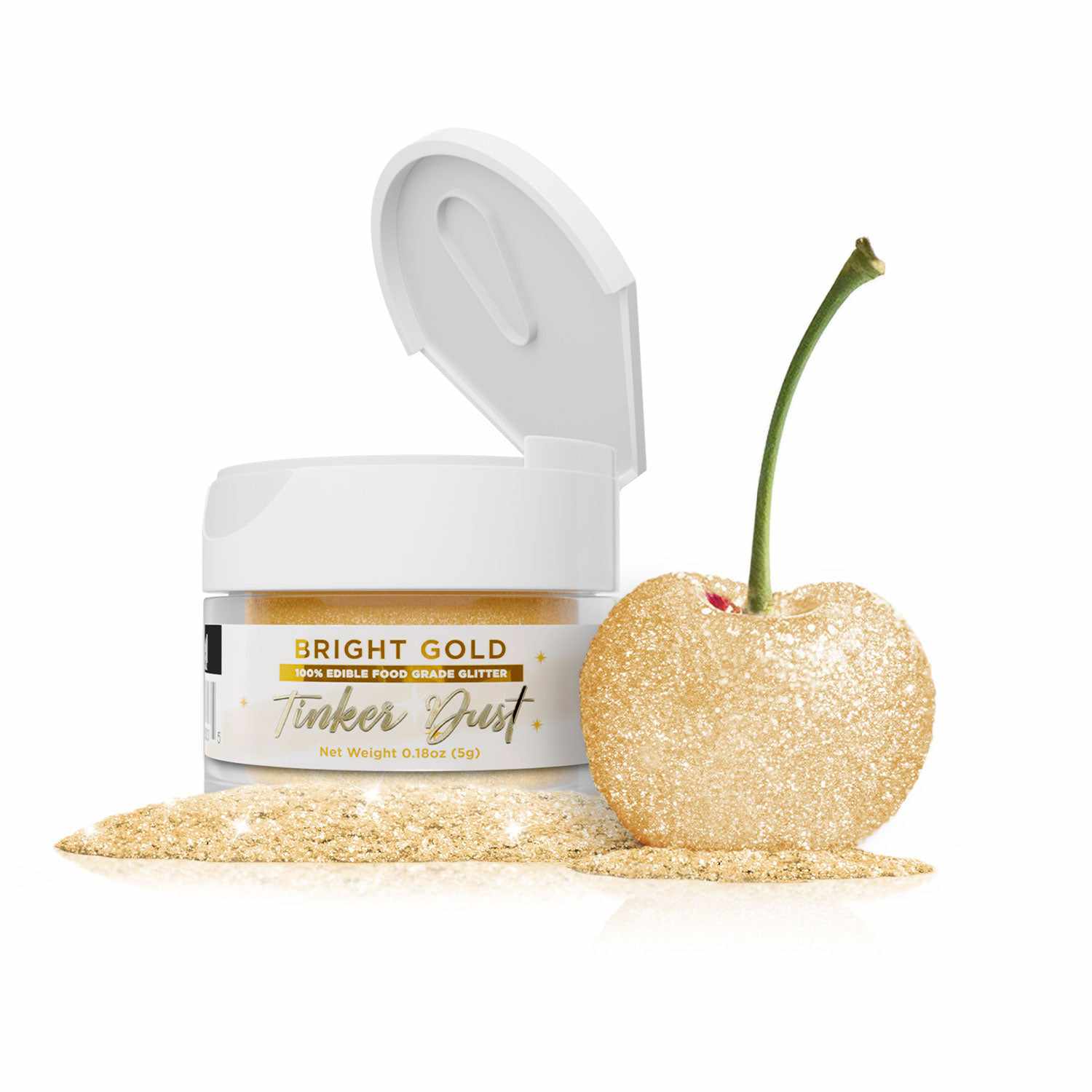 Bright Gold Edible Glitter for Baking & Cake Decorating - Tinker Dust® 5g | Food Safe Sparkle Dust for Cupcakes, Cookies & DIY Crafts