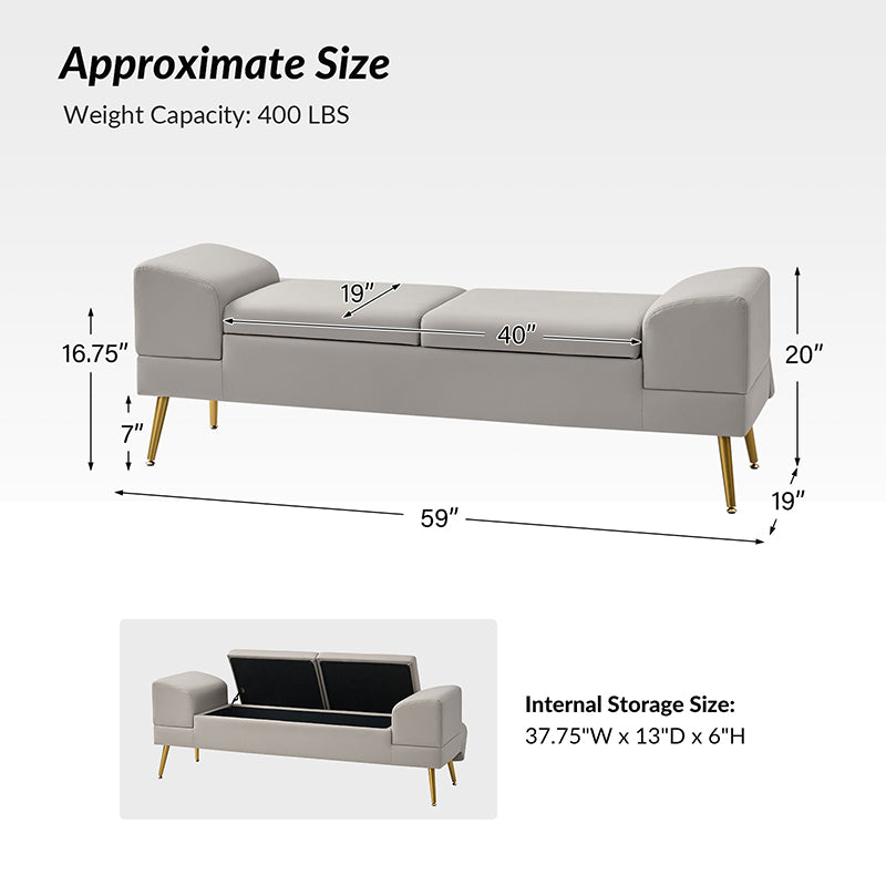Gaston Entryway Bench - Scratch-Resistant Vegan Leather with Built-in USB Charging Port - Perfect for Hallway, Living Room & Bedroom Storage