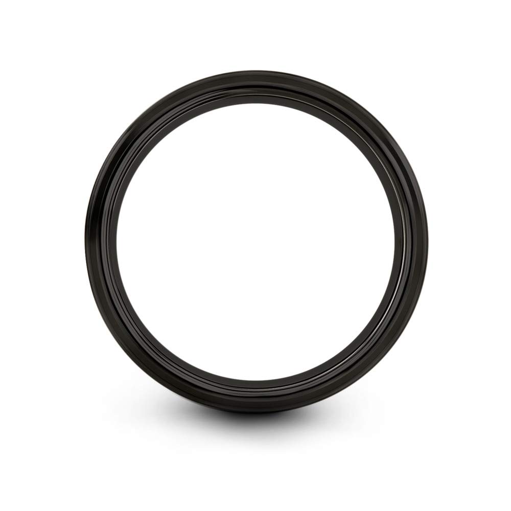10mm Tungsten Carbide Wedding Band Ring for Men & Women - Blue Black Center Line, Step Bevel Edge, Black Brushed & Polished Finish - Custom Engraving for Anniversary & Engagement - Perfect for Everyday Wear, Special Occasions & Gift Giving