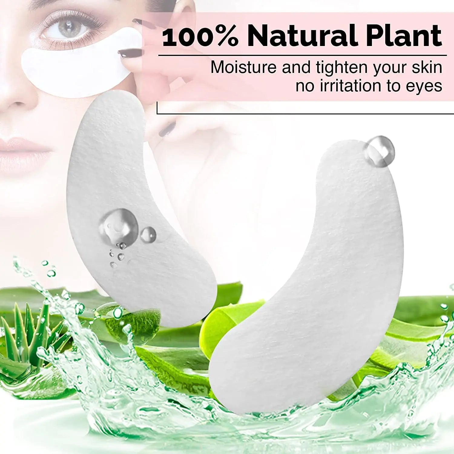 GreenLife Natural Hydrogel Eye Gel Pads 100 Pairs - Collagen & Aloe Infused for Dark Circles, Puffiness & Wrinkles | Soothing Under Eye Treatment for Men & Women | Perfect for Travel, Work & Nighttime Skincare Routine