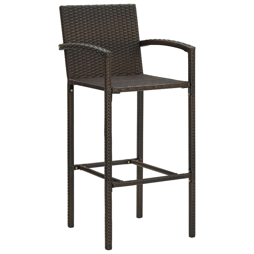 3-Piece Patio Bar Set - Brown Poly Rattan Outdoor Furniture for Garden, Backyard, Porch & Deck - Perfect for BBQs, Poolside Lounging & Outdoor Entertaining