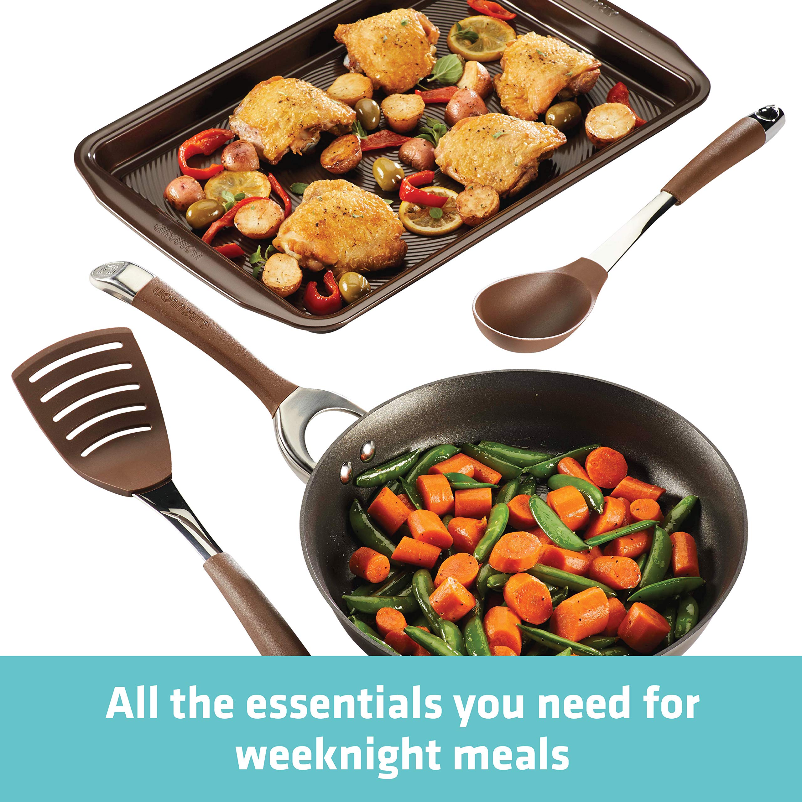 Circulon 84630 Symmetry 4-Piece Hard Anodized Nonstick Cookware Set - Brown Pots and Pans for Sauteing, Frying & Everyday Cooking