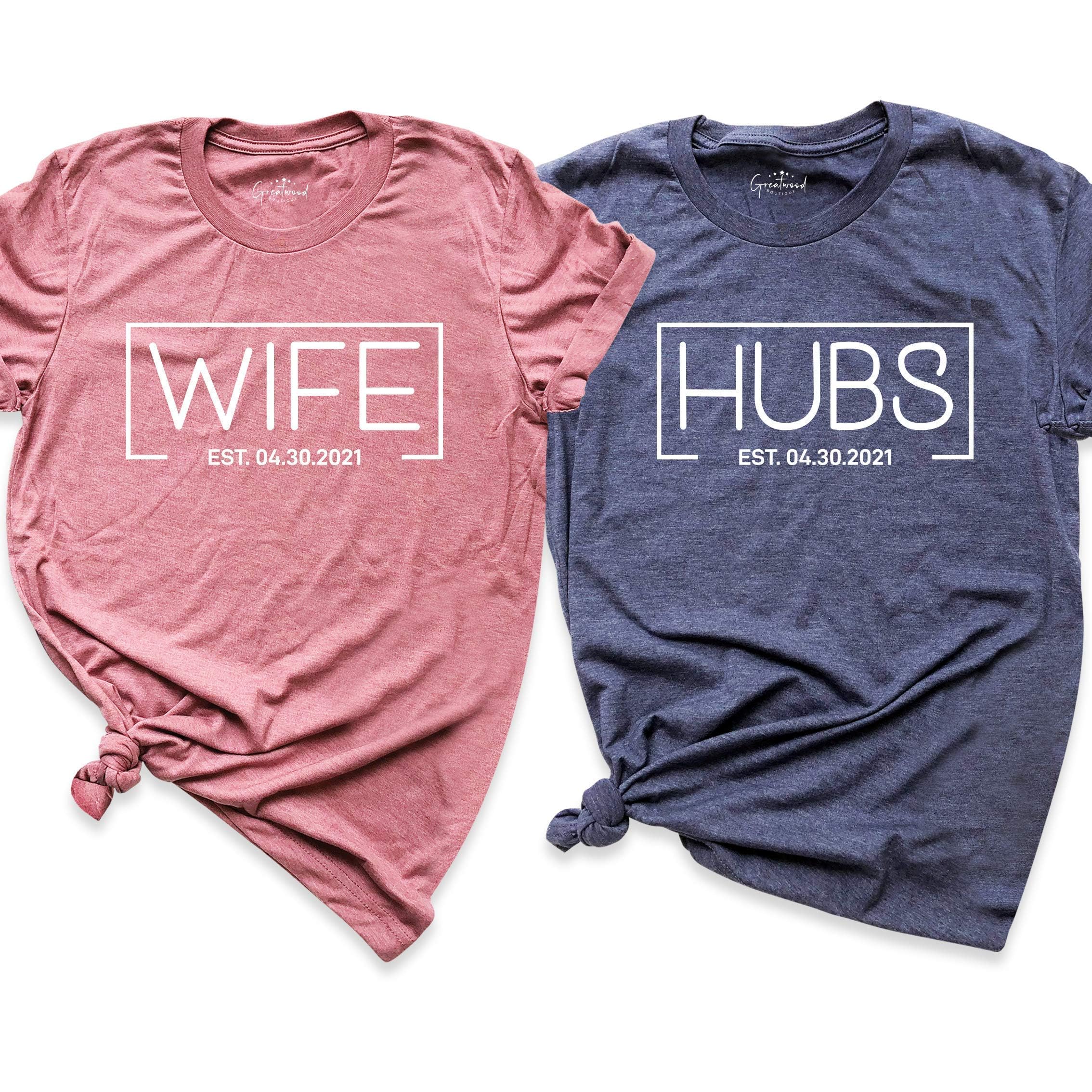 Custom Couples T-Shirts - Mr & Mrs Matching Shirts for Wedding, Honeymoon & Anniversaries | Personalized Hubby & Wifey Shirts for Romantic Getaways & Special Occasions