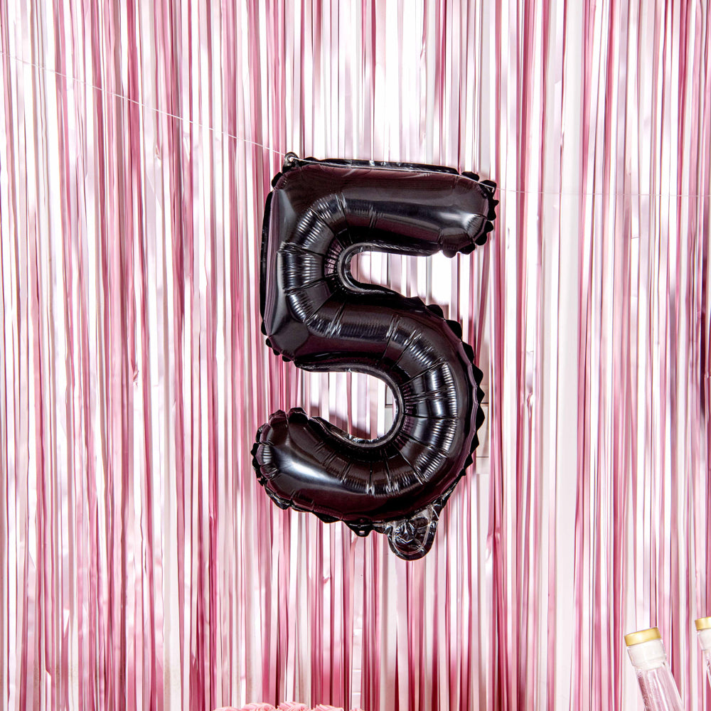 Black Mylar Number 5 Balloon - 16 Inch Foil Balloon for Birthday Parties, Anniversaries & Celebrations (1 Count Box)