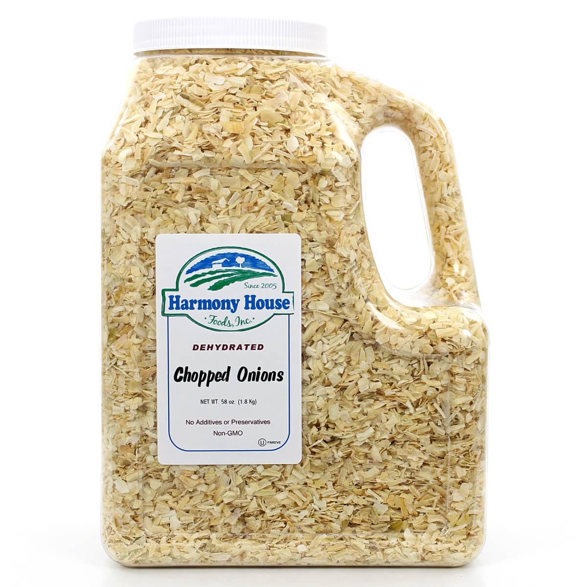 Premium Dried Chopped Onions - 58 oz Gallon Jug | All-Natural Dehydrated Vegetables for Cooking, Baking, Soups & Stews | Perfect for Camping, Emergency Food Storage & Pantry Essentials | Long Shelf Life & Easy to Use