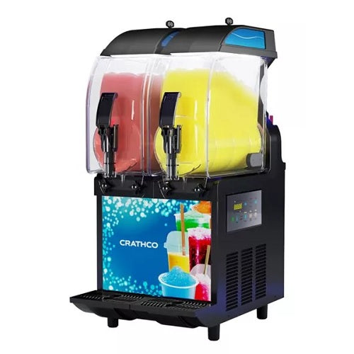 Grindmaster Crathco I PRO 2E Frozen Granita Dispenser with LED Light Panel - 2.9 Gallon Dual Bowl Countertop Slushy Machine for Restaurants, Bars & Cafes - Perfect for Margaritas, Smoothies & Frozen Cocktails