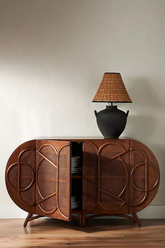 Handmade Brown Ofira Sideboard Buffet Table with Two Doors - Stylish Storage for Dining Room, Living Room & Entryway