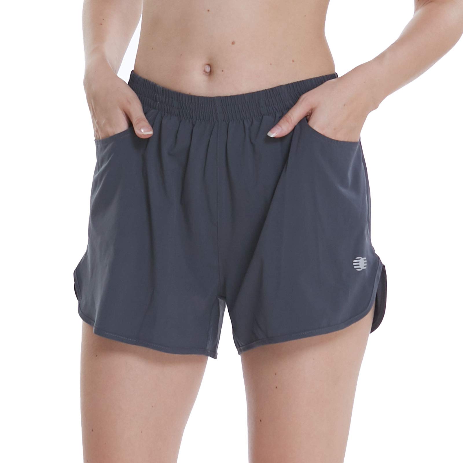LAZALAM Women's High Waist 3 Inch Running Shorts with Pockets - Breathable Quick-Dry Gym Workout Shorts for Yoga, Jogging & Fitness Training