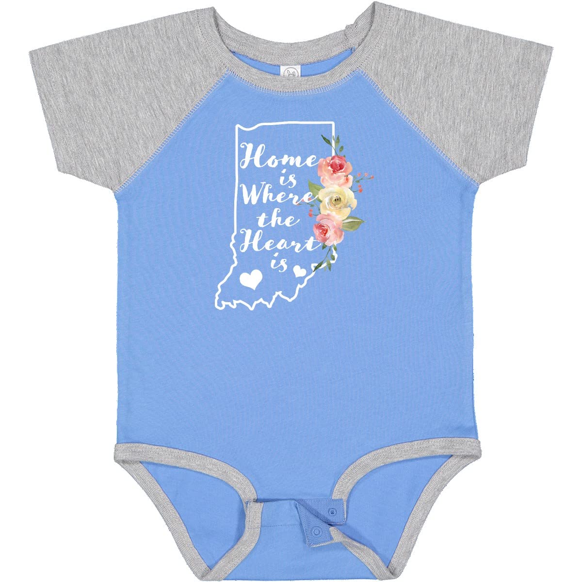 Inktastic Indiana Home is Where The Heart is Watercolor Baby Bodysuit - Soft Cotton Infant Onesie for Newborns, Boys & Girls - Perfect for Family Photos, Holidays & Gifts
