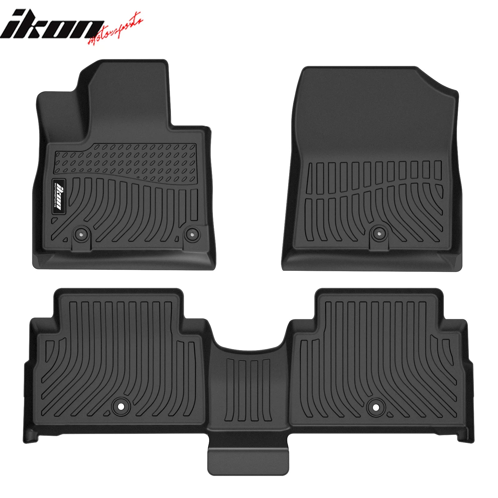 IKON 3D Molded All-Weather Floor Mats for 2021-2023 Hyundai Santa Fe Hybrid - Premium TPE Thermoplastic Elastomer Liners (3-Piece Set) - Front & Rear Row Protection - Perfect for Daily Commutes, Road Trips and Family Adventures