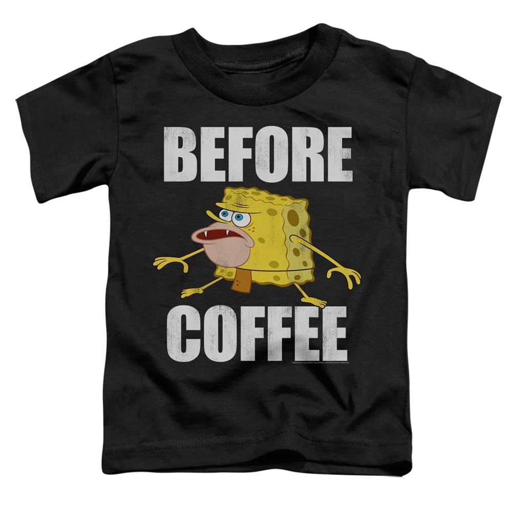 Funny Spongebob Before Coffee Meme T-Shirt for Toddler Boys & Girls - Cute Cartoon Graphic Tee for Kids, Playdates & Family Outfits