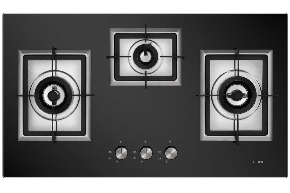 Fotile EPS Series 34-Inch Black Tempered Glass Cooktop with 3 Sealed Burners - GAG86309 - Perfect for Modern Kitchens & Home Cooking
